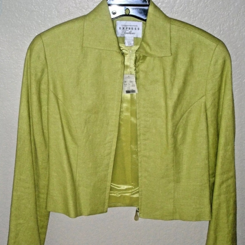 EXPRESS Cropped Suit Jacket Linen XS / Size 1/2